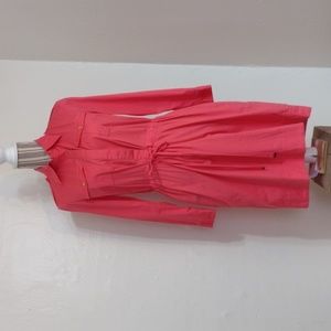 Lauren Ralph Lauren Coral Long Roll Tab Sleeve Cotton Midi Dress Size 8